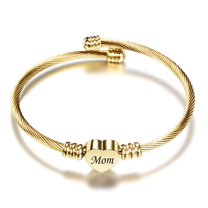 Elegant Stainless Steel Heart-Shaped Braided Bracelet for Mother