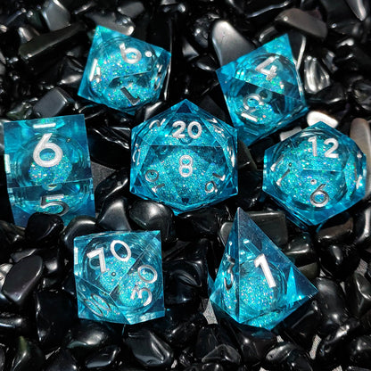 Resin Enchanted Liquid Core Dice Collection for Tabletop RPGs