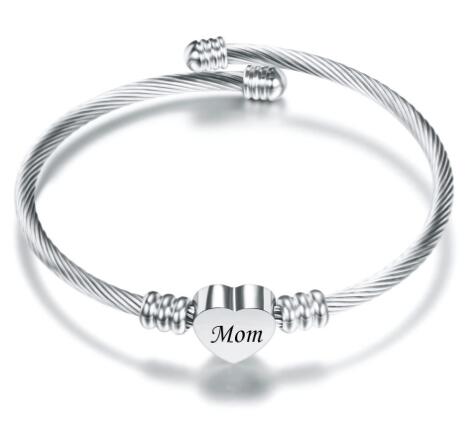 Elegant Stainless Steel Heart-Shaped Braided Bracelet for Mother