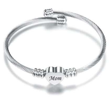 Elegant Stainless Steel Heart-Shaped Braided Bracelet for Mother