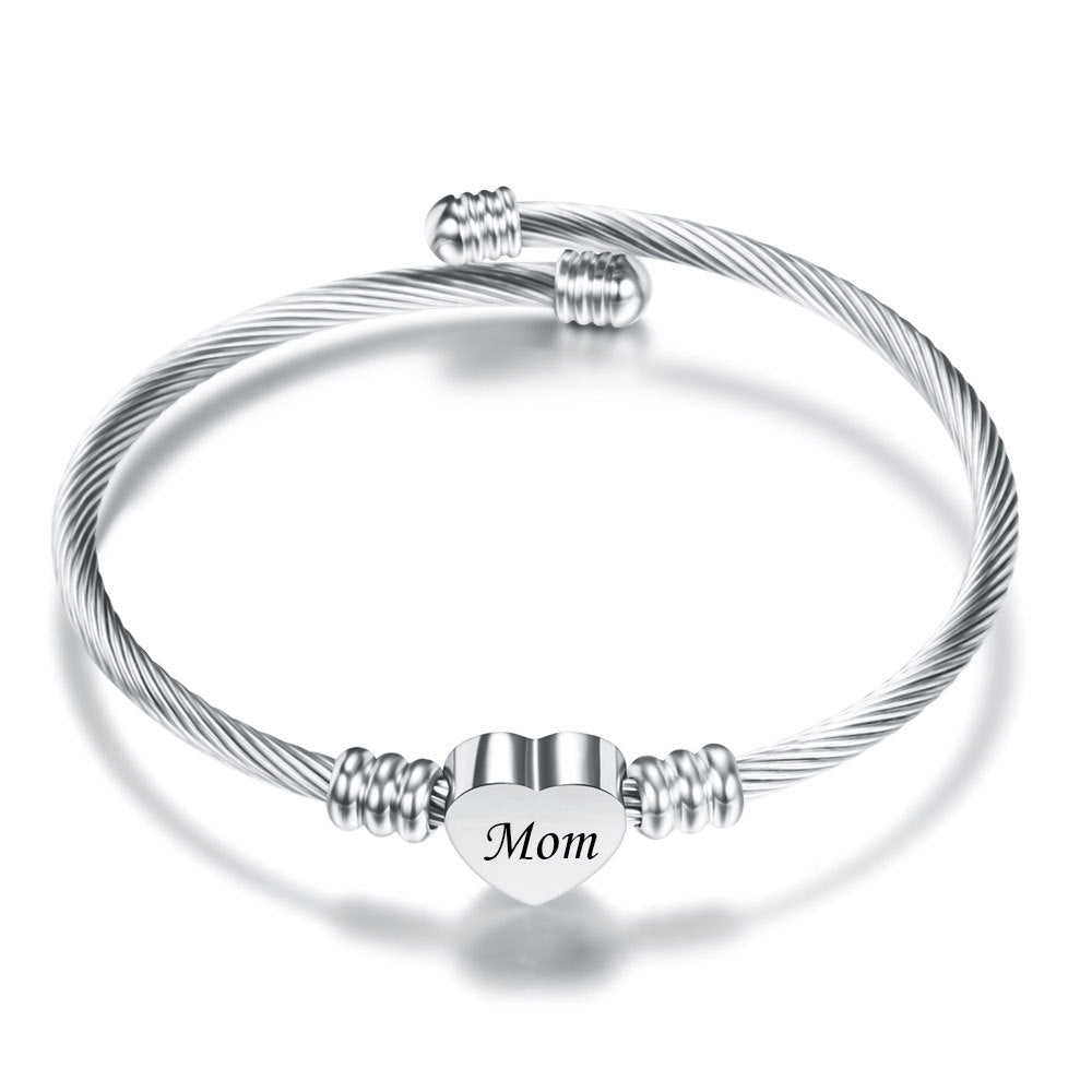 Elegant Stainless Steel Heart-Shaped Braided Bracelet for Mother