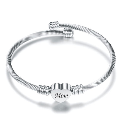 Elegant Stainless Steel Heart-Shaped Braided Bracelet for Mother