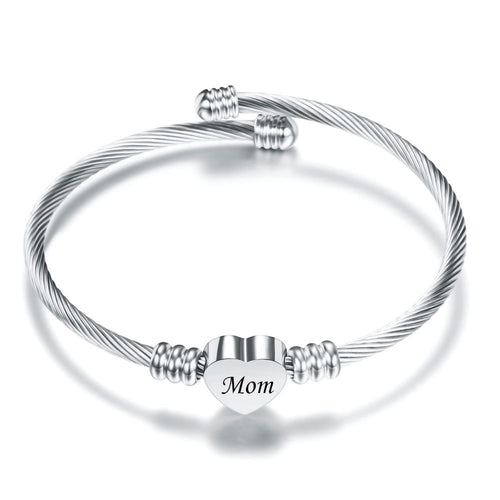 Elegant Stainless Steel Heart-Shaped Braided Bracelet for Mother