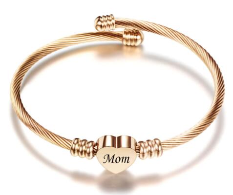 Elegant Stainless Steel Heart-Shaped Braided Bracelet for Mother