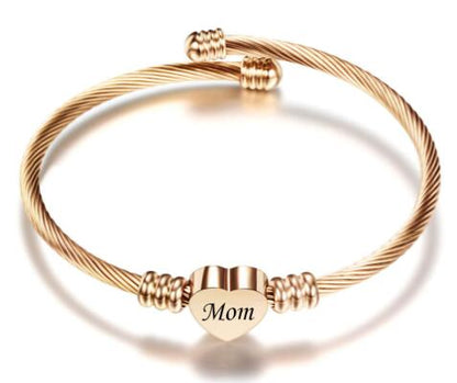 Elegant Stainless Steel Heart-Shaped Braided Bracelet for Mother