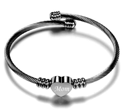 Elegant Stainless Steel Heart-Shaped Braided Bracelet for Mother