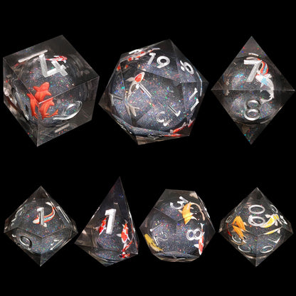 Resin Enchanted Liquid Core Dice Collection for Tabletop RPGs