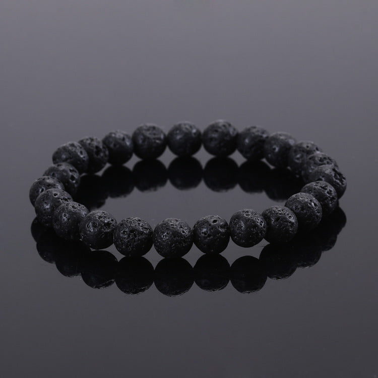 Volcanic Stone Elegance Bracelet with Tiger Eye Beads