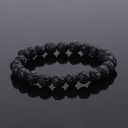 Volcanic Stone Elegance Bracelet with Tiger Eye Beads