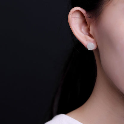 Sterling Silver Rose Jade Elegance Stud Earrings