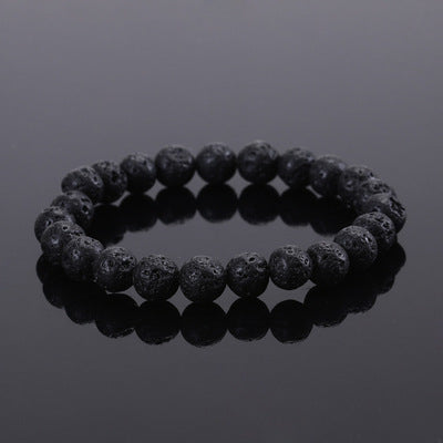 Volcanic Stone Elegance Bracelet with Tiger Eye Beads