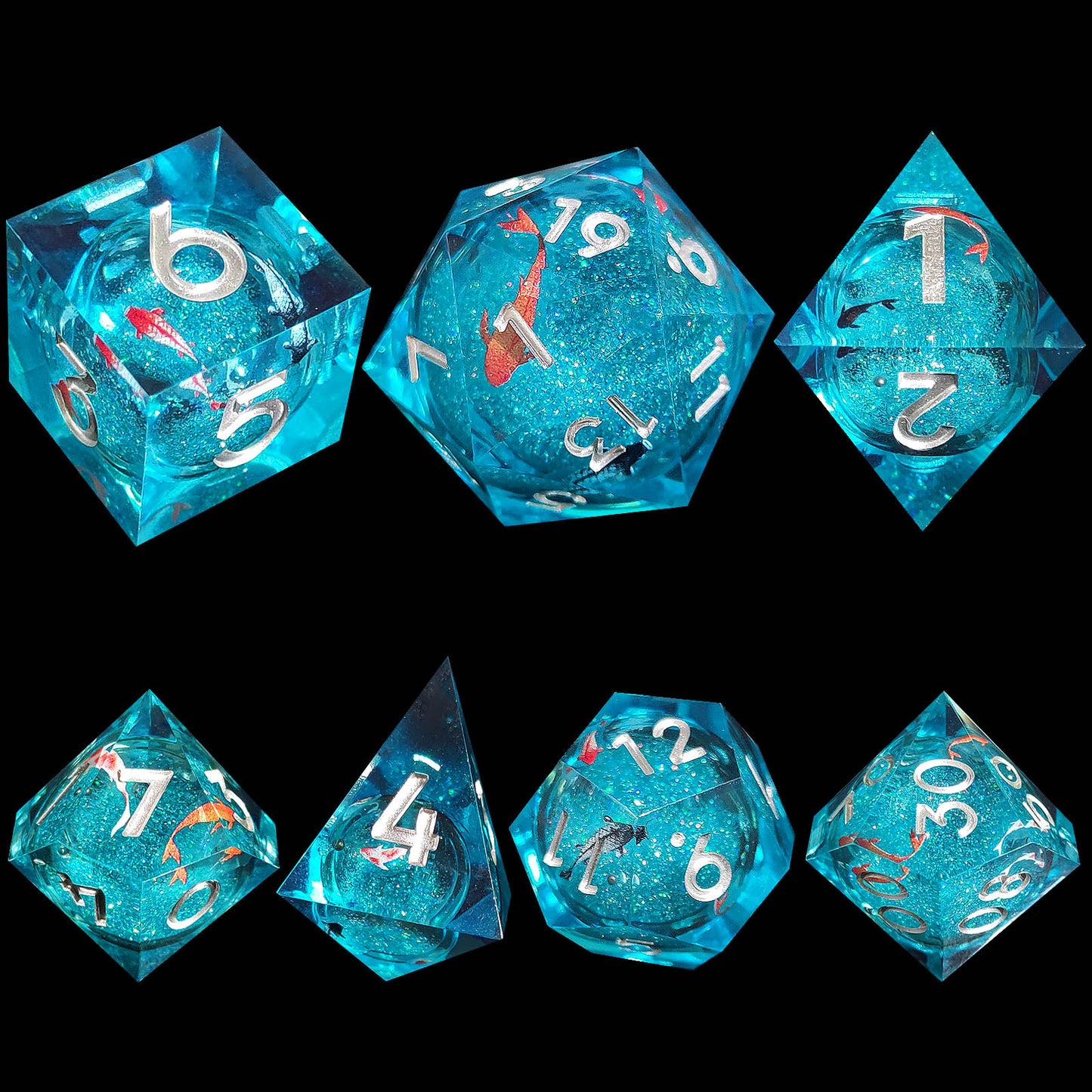 Resin Enchanted Liquid Core Dice Collection for Tabletop RPGs