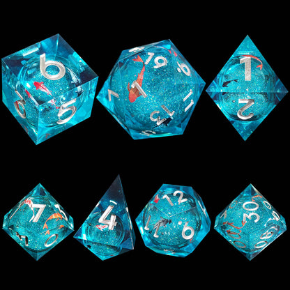 Resin Enchanted Liquid Core Dice Collection for Tabletop RPGs