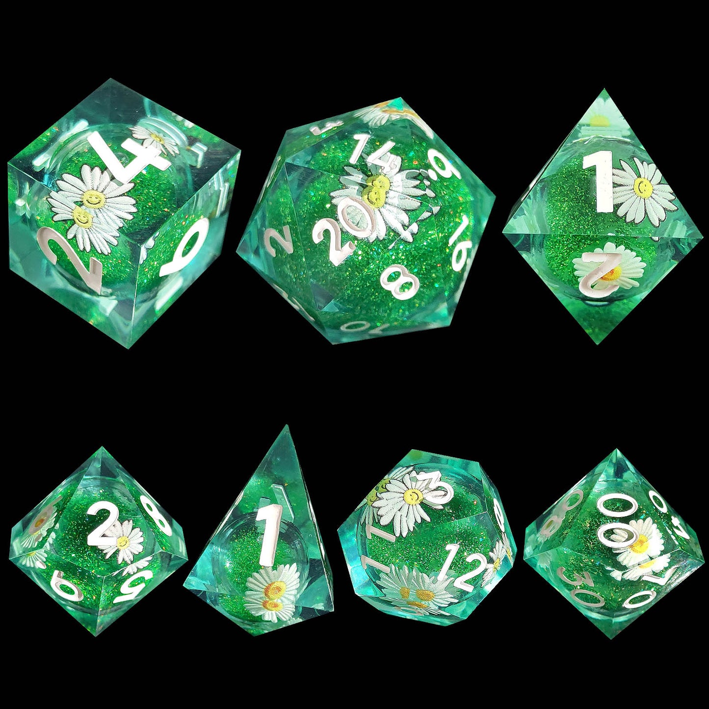 Resin Enchanted Liquid Core Dice Collection for Tabletop RPGs