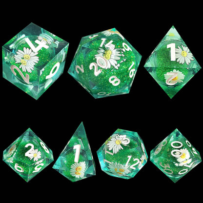 Resin Enchanted Liquid Core Dice Collection for Tabletop RPGs