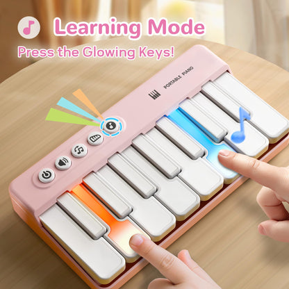 iPlay, iLearn Kids Mini Piano Toy W/Rainbow Lights, Toddler Pocket Travel Piano Keyboard for 1-3, Portable Musical Instrument Toys, Music Interactive Birthday Gift 2 4 5 6 Year Old Boy Girl Child-Blue