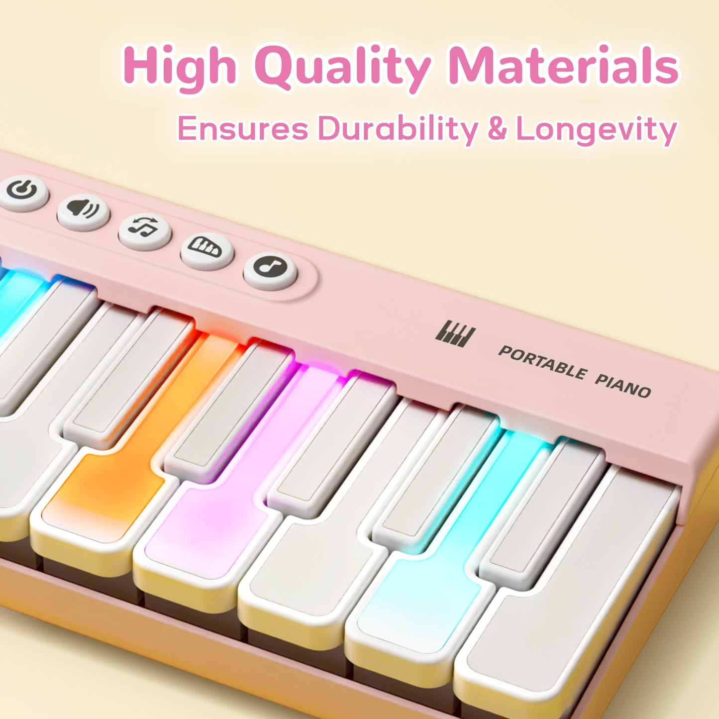 iPlay, iLearn Kids Mini Piano Toy W/Rainbow Lights, Toddler Pocket Travel Piano Keyboard for 1-3, Portable Musical Instrument Toys, Music Interactive Birthday Gift 2 4 5 6 Year Old Boy Girl Child-Blue