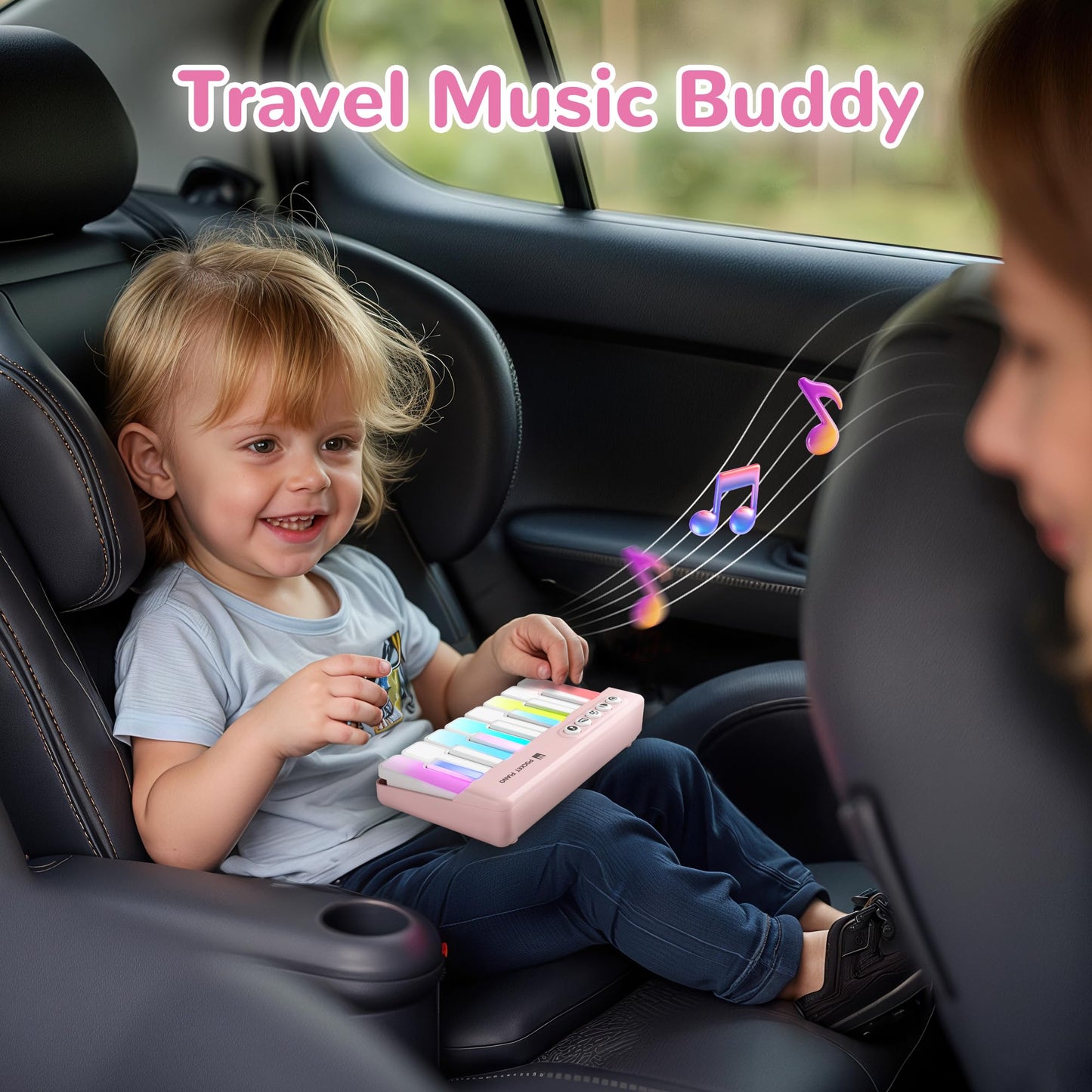 iPlay, iLearn Kids Mini Piano Toy W/Rainbow Lights, Toddler Pocket Travel Piano Keyboard for 1-3, Portable Musical Instrument Toys, Music Interactive Birthday Gift 2 4 5 6 Year Old Boy Girl Child-Blue