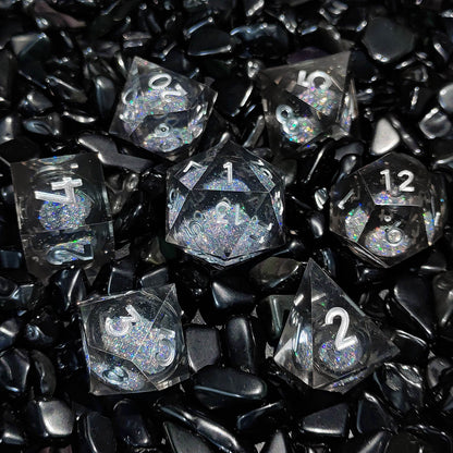Resin Enchanted Liquid Core Dice Collection for Tabletop RPGs