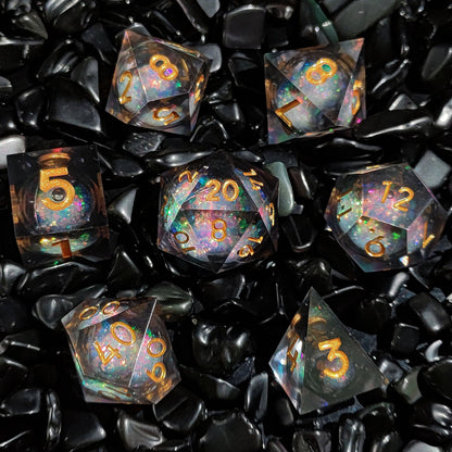 Resin Enchanted Liquid Core Dice Collection for Tabletop RPGs