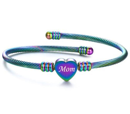Elegant Stainless Steel Heart-Shaped Braided Bracelet for Mother