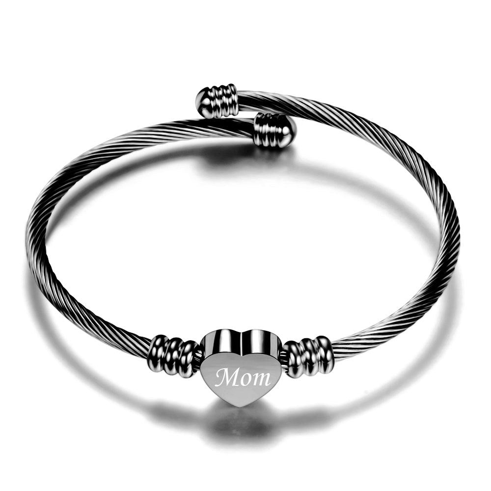 Elegant Stainless Steel Heart-Shaped Braided Bracelet for Mother