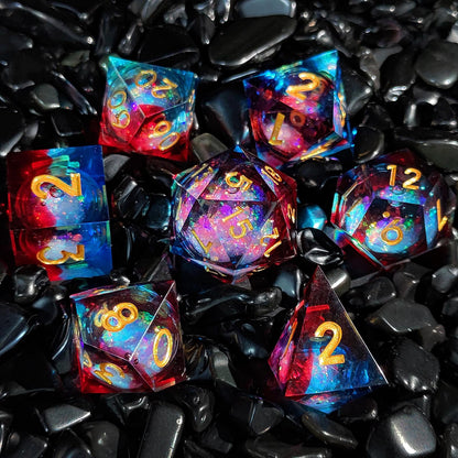 Resin Enchanted Liquid Core Dice Collection for Tabletop RPGs