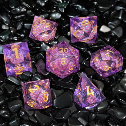 Resin Enchanted Liquid Core Dice Collection for Tabletop RPGs