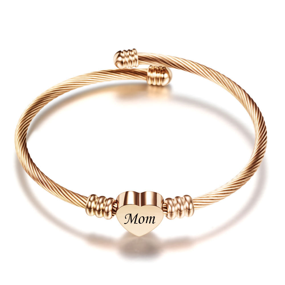 Elegant Stainless Steel Heart-Shaped Braided Bracelet for Mother