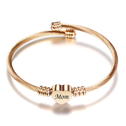 Elegant Stainless Steel Heart-Shaped Braided Bracelet for Mother