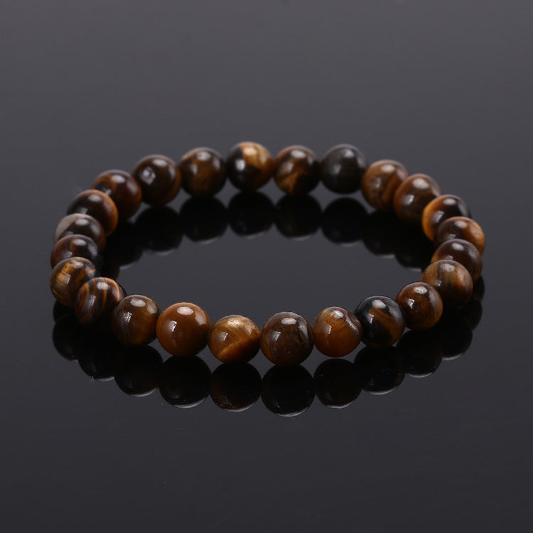 Volcanic Stone Elegance Bracelet with Tiger Eye Beads