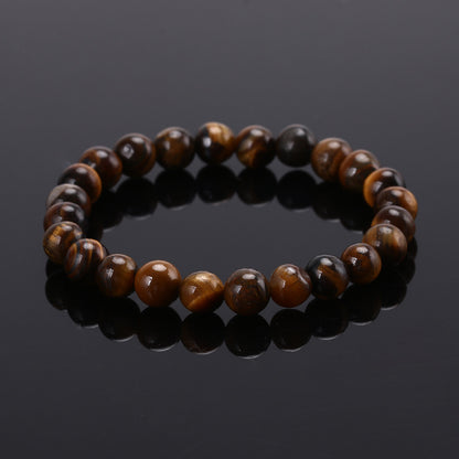 Volcanic Stone Elegance Bracelet with Tiger Eye Beads