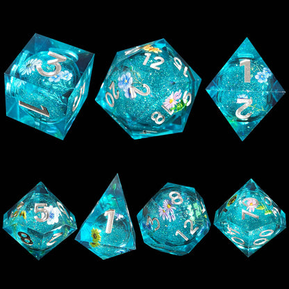 Resin Enchanted Liquid Core Dice Collection for Tabletop RPGs