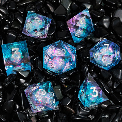 Resin Enchanted Liquid Core Dice Collection for Tabletop RPGs