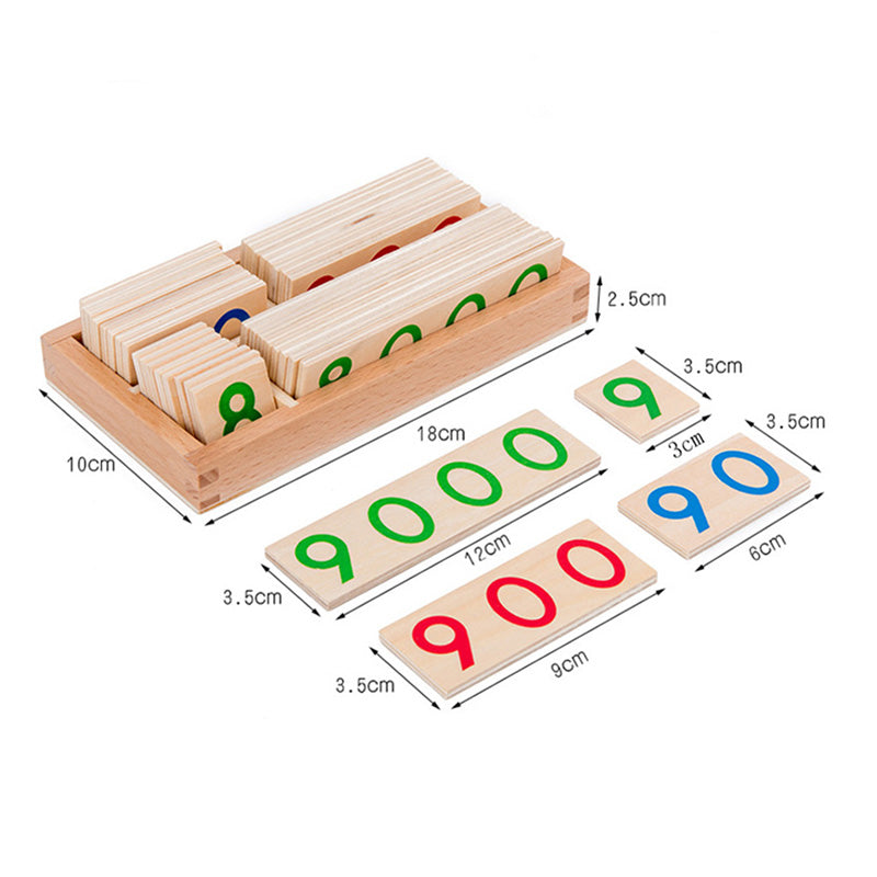 Montessori Kids Wooden Counting Cards 1-9999
