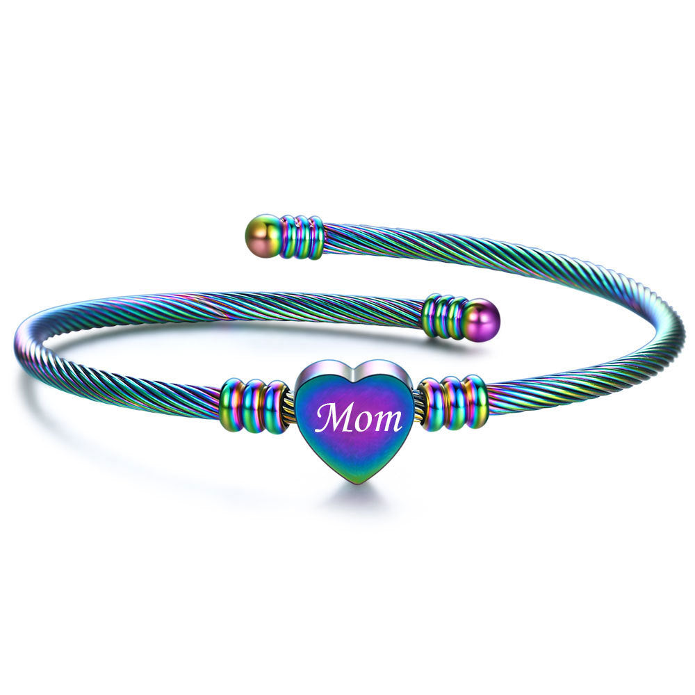 Elegant Stainless Steel Heart-Shaped Braided Bracelet for Mother